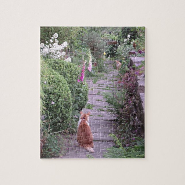 English cottage garden cats puzzle (Vertical)