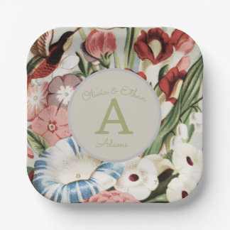 English Cottage Garden Personalized Wedding Napkin Paper Plate