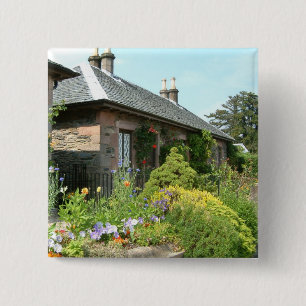 English Cottage II with Flower Garden Photography 2 Inch Square Button
