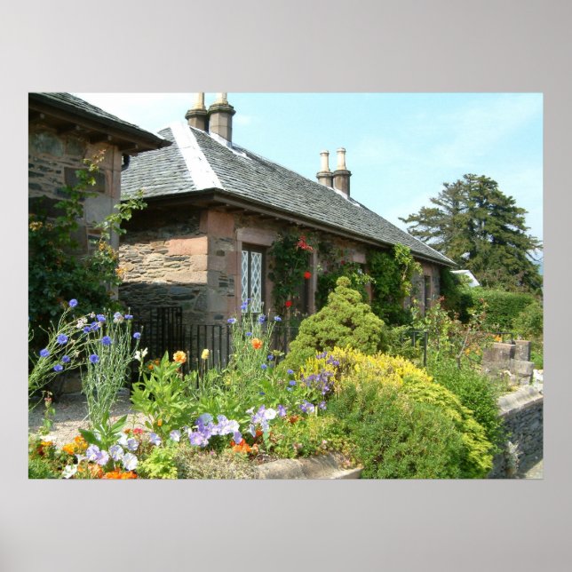 English Cottage II with Flower Garden Photography Poster (Front)