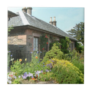 English Cottage II with Flower Garden Photography Tile