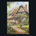 English Cottage Kitchen Towel<br><div class="desc">A Watercolour English cottage with garden</div>