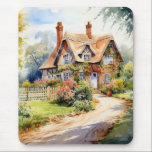 English Cottage Mouse Pad<br><div class="desc">A Watercolour English cottage with garden</div>