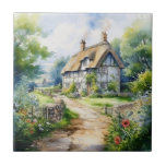 English Cottage Tile<br><div class="desc">A Watercolour English cottage with garden</div>