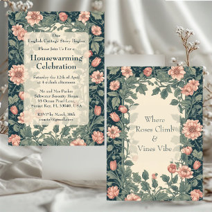English Cottage William Morris Garden Housewarming Invitation