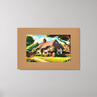 English country cottage canvas print