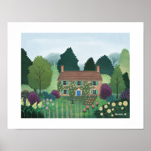 English Country Cottage House Art Print