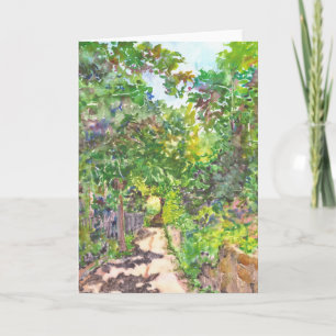 English Country Lane Watercolor Greeting Card