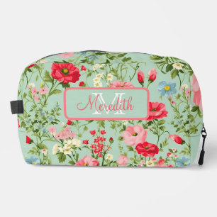 English Country Wildflower Monogrammed   Dopp Kit