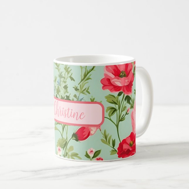 English Country Wildflower Personalized Coffee Mug (Front Right)