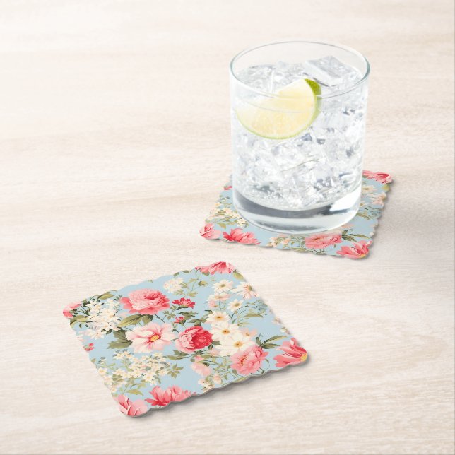 English Countryside Flower Garden Paper Coaster (Insitu)