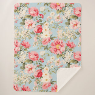 English Countryside Flower Garden  Sherpa Blanket