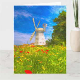 English Countryside Windmill Art Card