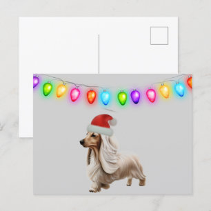 English Cream Christmas Dachshund Postcard