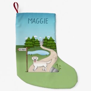 English Cream Golden Retriever By A Hiking Trail Small Christmas Stocking