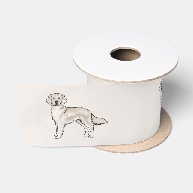 English Cream Golden Retriever Cute Cartoon Dog Satin Ribbon (Spool)