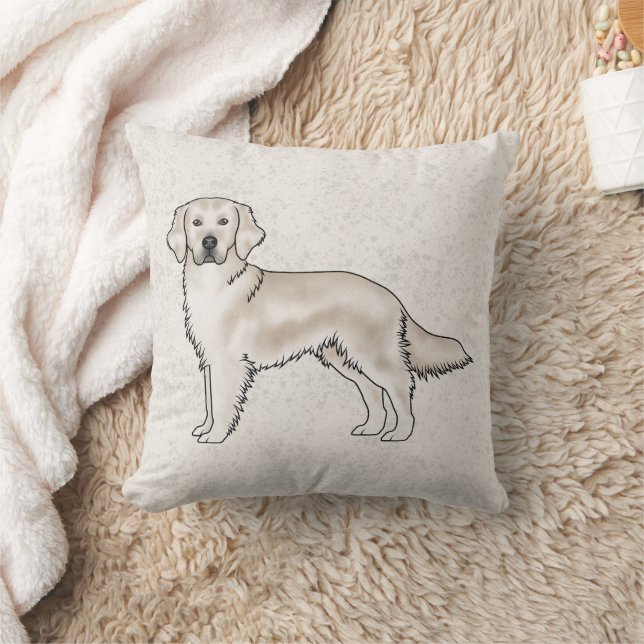 English Cream Golden Retriever Cute Cartoon Dog Throw Pillow (Blanket)
