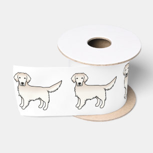 English Cream Golden Retriever Cute Cartoon Dogs Satin Ribbon