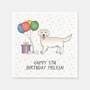 English Cream Golden Retriever Cute Dog - Birthday Napkin