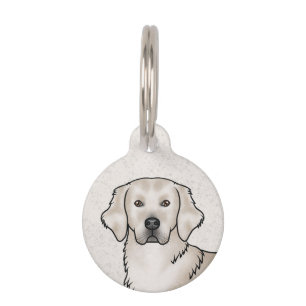 English Cream Golden Retriever Cute Dog Head Pet Tag
