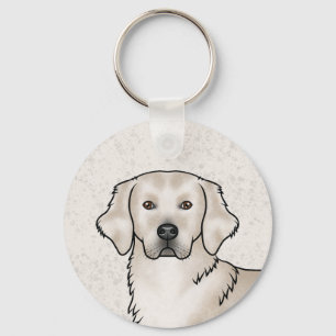 English Cream Golden Retriever Cute Dog Portrait Keychain