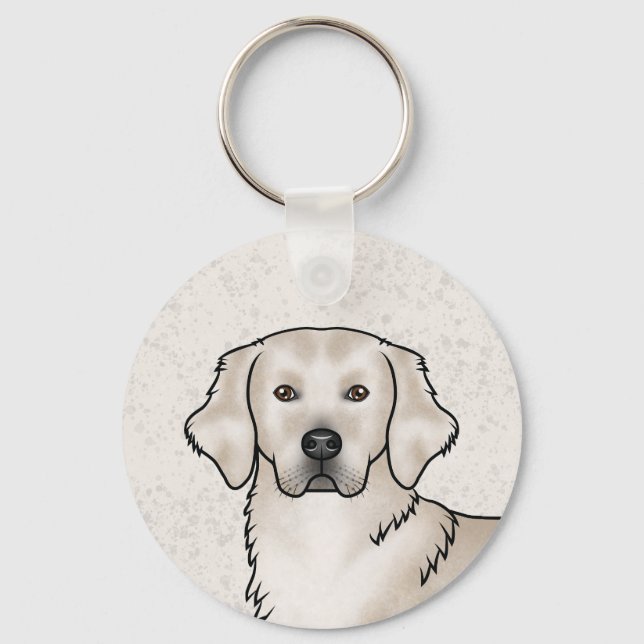 English Cream Golden Retriever Cute Dog Portrait Keychain (Front)