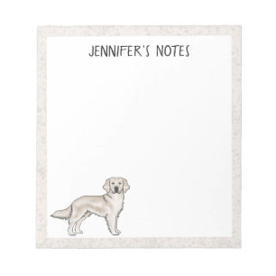 English Cream Golden Retriever Dog Custom Name Notepad