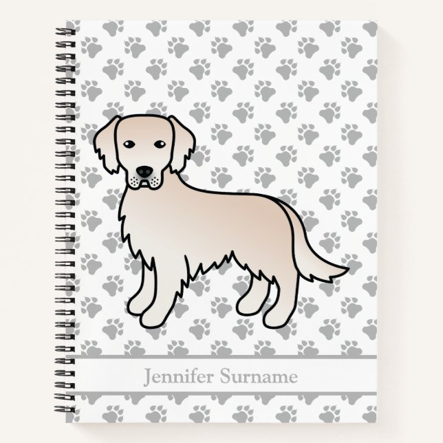 English Cream Golden Retriever Dog & Custom Text Notebook (Front)
