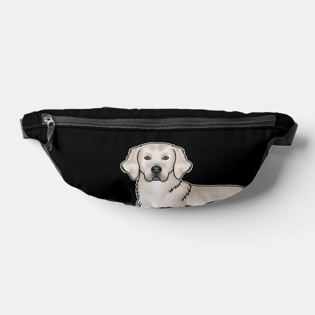 English Cream Golden Retriever Dog Head Black Fanny Pack (Lay Down)