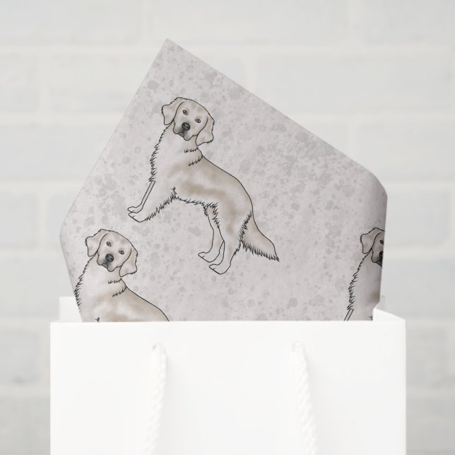 English Cream Golden Retriever Dog Print Pattern Tissue Paper (Gift Bag)