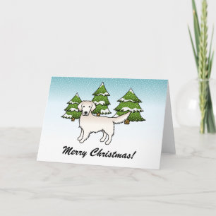 English Cream Golden Retriever In Winter & Text Card