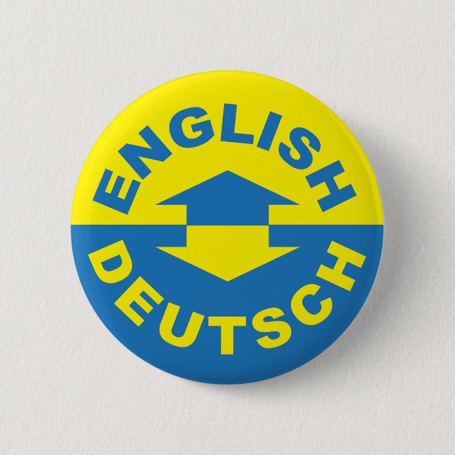 English Deutsch - I Speak German 2 Inch Round Button (Front)