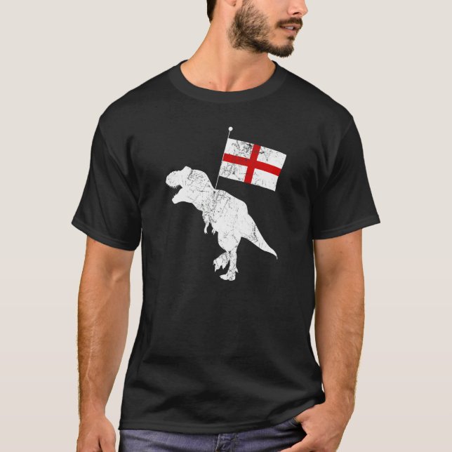 English Dinosaur Tyrannosaurus Rex England Flag T-Shirt (Front)
