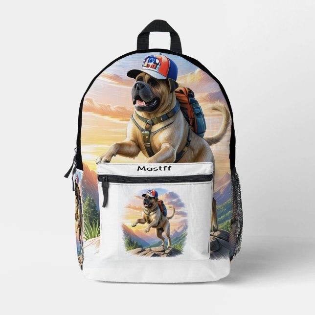 English Dogge Mastiff Mountains Printed Backpack (Front)