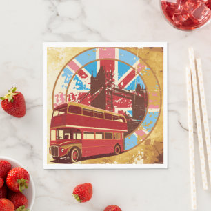 English Double Decker Bus Napkin