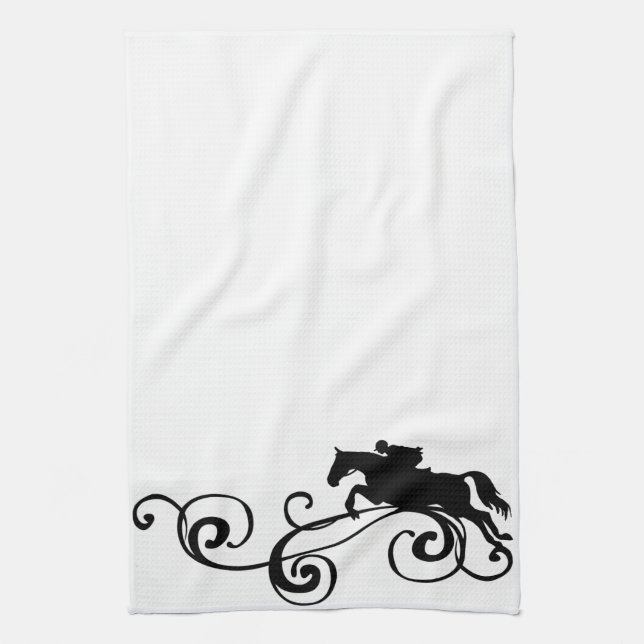 English Equestrian Flourish Kitchen Towel (Vertical)