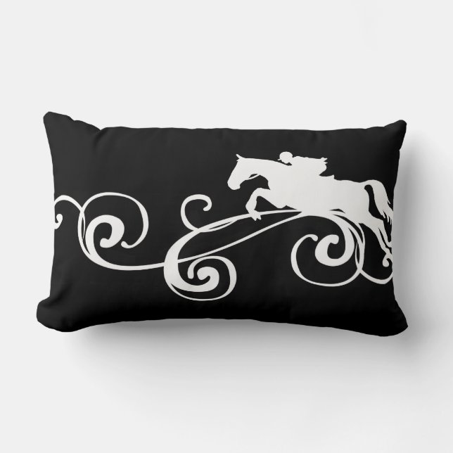 English Equestrian Flourish Lumbar Pillow (Front)