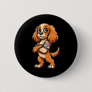 English Er Spaniel I Love Mom Funny Dog Tattoo 2 Inch Round Button