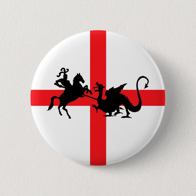 English flag George and the Dragon 2 Inch Round Button (Front)