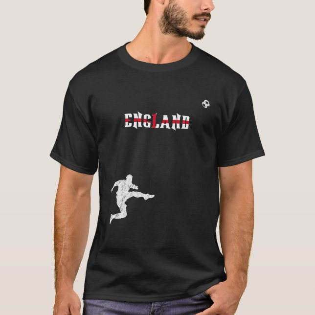 English Football Player With Football Ball England T-Shirt (Front)