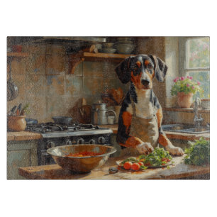 English Foxhound Cooking in Kitchen Cutting Board