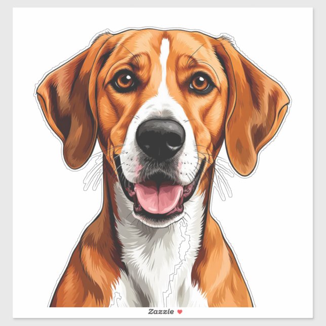 English Foxhound Dog Bright, Happy Expression (Sheet)