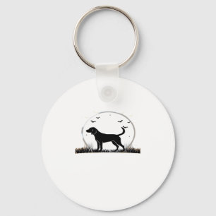 English Foxhound Dog � Halloween Moon Silhouette C Keychain