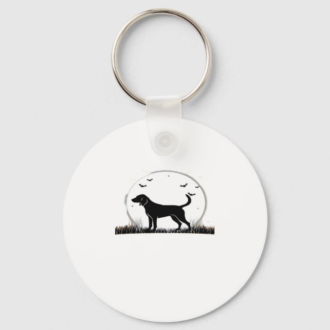 English Foxhound Dog � Halloween Moon Silhouette C Keychain (Front)