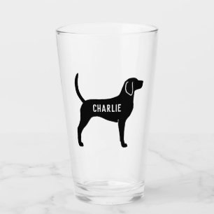 English Foxhound Dog Silhouette Personalized Glass