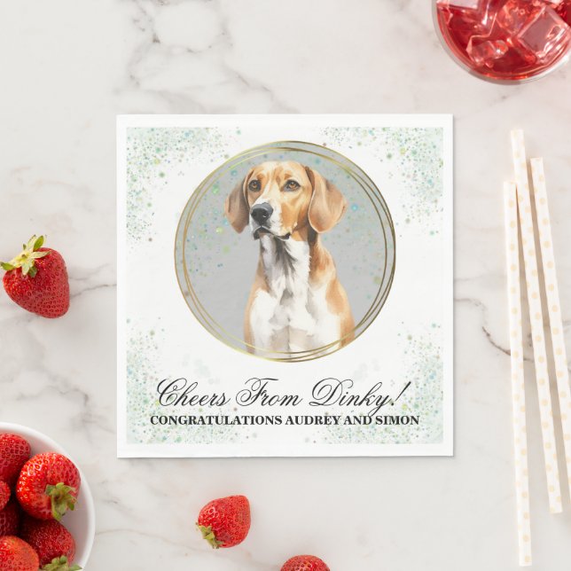 English Foxhound Dog Wedding Napkins With Photo (Insitu)