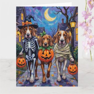 English Foxhound Dogs Trick-or-Treating Halloween  Card