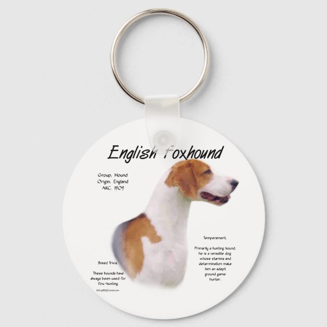 English Foxhound History Design Keychain (Front)