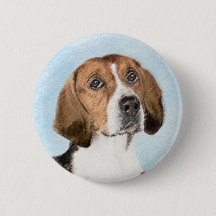 English Foxhound Painting - Cute Original Dog Art 2 Inch Round Button