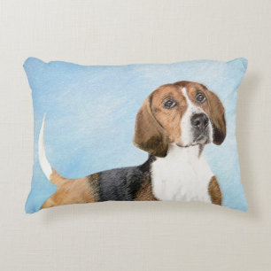 English Foxhound Painting - Cute Original Dog Art Accent Pillow